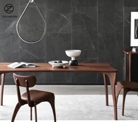Ensemble table et chaises de salle à manger personnalisable en bois massif de noyer noir d'Amérique du Nord, style nordique moderne minimaliste, rectangulaire pour six personnes