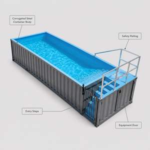 <span class=keywords><strong>Conteneur</strong></span> maritime industriel en acier <span class=keywords><strong>de</strong></span> 20 pieds pour piscine, style au sol, avec système <span class=keywords><strong>de</strong></span> filtration, prix compétitif - Offre Spéciale - Product Image 2