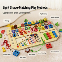 Tableau d'activités en bois 8-en-1 avec pêche magnétique, labyrinthe de perles, tri de toupies, numéros à lacer, pour l'apprentissage précoce des mathématiques, pour enfants, CE CPC, vente en gros, OEM, personnalisé