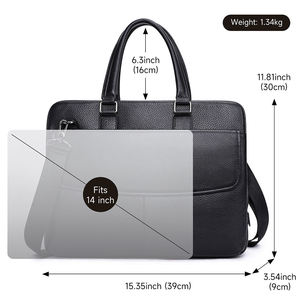 Men's Genuine Leather Soft <b>Laptop</b> Briefcase <b>14</b> <b>Inch</b> Large Capacity Durable Portable Business Office Bag - Product Image 5