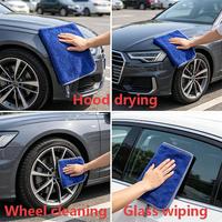 Toalla de microfibra de vellón coral suave de pelo alto y bajo para lavado de coches, de doble cara, para secado y pulido suave, 800GSM, para detallado automotriz