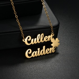 Dropshipping POD <b>Custom</b> Two <b>Name</b> Plate <b>Necklace</b> Heart Stainless Steel <b>Necklace</b> Cute Love Pendant <b>Necklaces</b> - Product Image 1