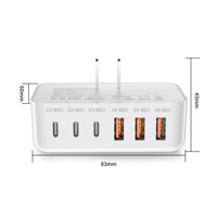 Station de charge HNT Factory OEM ODM 100W GaN 6-en-1 3A3C PD QC Chargeur rapide Prise US EU UK JP Pour ordinateur portable et téléphone