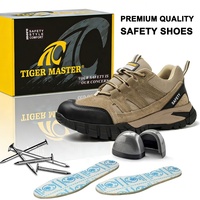 Sepatu Keselamatan Kerja Tiger Master Anti-benturan, Pelindung Jari Kaki Baja, Anti-tusuk, Anti-selip, Anti-minyak, Sol Karet Tahan Lama untuk Pabrik dan Gudang