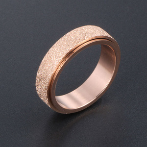 Rose Gold Frosted Rotating <b>Ring</b> <b>Titanium</b> Steel Unisex Everyday Wear SA493 - Product Image 2