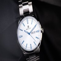 Montre à quartz de luxe STELLAR ELEGANCE, fonction calendrier, allure professionnelle raffinée, bracelet en acier inoxydable 316L, verre saphir 42 mm