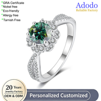 Bijoux fins S925 en argent Sterling 1carat Moissanite fleurs classique Six griffes fiançailles mariage femmes bague en argent