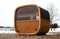 Sauna extérieur traditionnel carré en bois massif Sona, en cèdre rouge, écologique, pour usage commercial, avec poêle électrique, pour 4 personnes, humide
