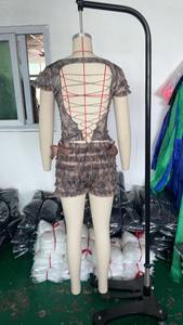 Viviblook Z802ST Sweet Spice Girl en bois oreille côté évider à bretelles Camisole débardeur femmes été dentelle Pom Shorts 2 pièces - Product Image 3