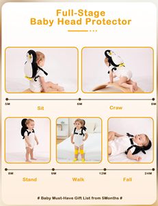 Baby Head Protector <b>Backpack</b> <b>Toddler</b> Walking Fall Head Protection White Black Penguin - Product Image 5