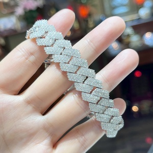 สร้อยข้อมือแบบ Cuban Link ชุบทอง 18K ดีไซน์สั่งทำพิเศษ ประดับเพชร VVS แบบ Lab Grown 2 แถว ตัวเรือนแบบ Claw Setting ขนาดใหญ่ สไตล์ Unisex สำหรับแร็ปเปอร์ ฮิปฮอป เครื่องประดับแฟชั่น - Product Image 2