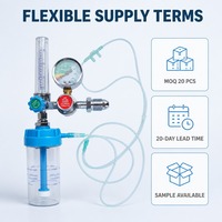 Regulator Aliran Oksigen Rumah Sakit, Flow Meter, Humidifier, Paduan Seng, Peredam Tekanan 250bar, Klinik Medis, CE ISO JH-F01, Garansi 3 Tahun