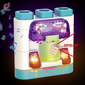 64 pièces <span class=keywords><strong>anglais</strong></span> reconnaissance vocale bricolage assemblage Snack crème glacée chariot jouet bloc de construction jouet ensemble avec lumière et musique - Product Image 3