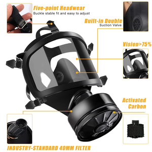 Full-<b>Face</b> Reusable Chemical Protective Respirator Replaceable Filters Two-Way Filter Mount Adjustable Nose Clip Eco-Friendly - Product Image 3
