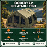 Tente gonflable Coody Familia 17.2 Air - verte, installation rapide, abri de glamping portable, pique-nique en plein air, randonnée, tente de camping familiale