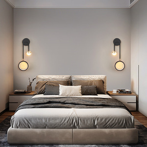 Lámpara de pared de cabecera con martillo colgante de círculo negro minimalista clásico para dormitorio, sala de estar, lámparas de pared de fondo LED, fácil de empotrar - Product Image 5