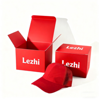 Petites boîtes d'expédition en papier plastique de forme trapézoïdale de luxe avec logo personnalisé pour chapeaux casquettes de baseball Boîte d'emballage de stockage