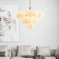 Suspension LED G9, style nordique, design orb, en verre artistique, couleur or, anti-éblouissement, taille moyenne, pour maison et bureau