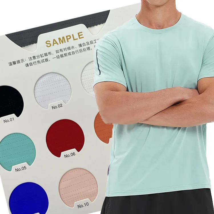 Vente en gros de vêtements jacquard stretch en polyamide, élasthanne, textile pour hommes, t-shirt, vêtements de sport coupe sèche, tissu nid d'abeille pour vêtements