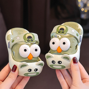 Zj New Summer Children's para zapatillas con diseño de ojos grandes Forro de PVC de fondo suave que se siente cómodo