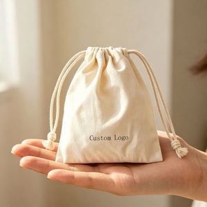 Bolsa de Almacenamiento de Joyas Ecológica, Bolsa de Muselina de Algodón Biodegradable con Logotipo Personalizado Impreso - Product Image 4