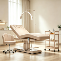 Table de massage électrique rose réglable pour spa avec trou facial et lumière LED, idéale pour salon de beauté (OEM)