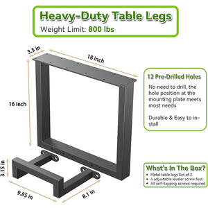 Pieds de banc robustes / Pieds de table carrés en métal DIY, hauteur 16 pouces, largeur <span class=keywords><strong>18</strong></span> pouces, pieds de table basse améliorés à 2 niveaux - Product Image 4