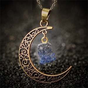 Sonne-Mond-Schmuck Vintage Gold Silber Tennis-Kette Naturstein Kristall Mond-Halskette Anhänger für Frauen Männer Party-Geschenk - Product Image 5