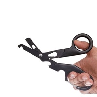 Ciseaux de pêche multifonctionnels, lame noire, mousqueton, coupe-ligne tressé portable pour la pêche en plein air