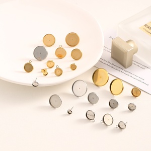 Base ronde en acier inoxydable pour clous d'oreilles - Composants de boucles d'oreilles <span class=keywords><strong>à</strong></span> tige plate - Composants de bijoux DIY pour clous d'oreilles - Product Image 1