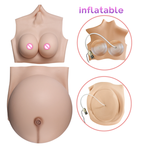 Faux gros seins gonflables en silicone bricolage et ventre de femme enceinte artificiel taille M Cospaly pour LGBTQ Crossdressing - Product Image 3