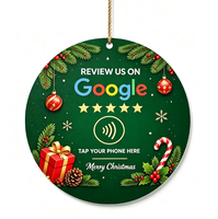 Étiquette NFC ronde personnalisée pour avis Google de Noël – Appuyez sur votre téléphone pour laisser un avis – Étiquette suspendue pour entreprises
