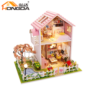 Hongda M911 SAKURA <span class=keywords><strong>Love</strong></span> ที่กำหนดเองบ้านตุ๊กตาไม้สีชมพูสำหรับเด็กผู้หญิง DIY บ้านตุ๊กตาขนาดเล็กชุดบ้านตุ๊กตา - Product Image 2