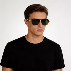 OEM New Arrival Men's Two Bridge Sunglasses Full Rim Plastic Frame Metal Temple UV400 Protection Outdoor Use,Custom logo - Product Image 1