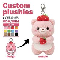 Porte-clés en peluche personnalisé en coton rembourré de coton PP, ours en peluche doux, OEM ODM, faible MOQ, certifié CE EN71, design mignon et amusant pour