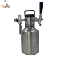 Growler Keg sous pression en acier inoxydable de haute qualité de 2 L avec robinet, distributeur de boissons à large ouverture, vente directe d'usine