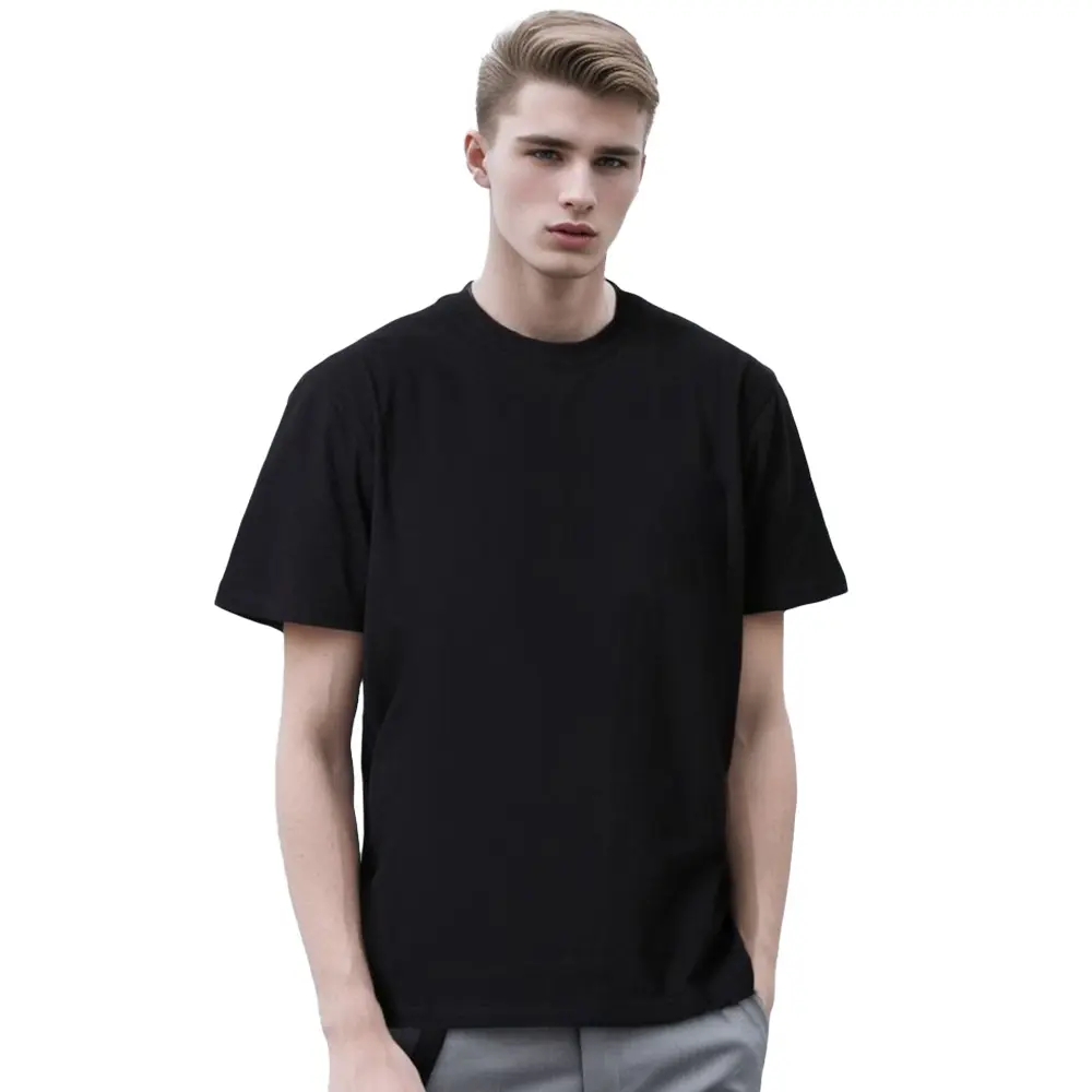 T-Shirt olahraga kasual kaus lengan pendek gambar cetak khusus jersey hitam kualitas premium untuk pria