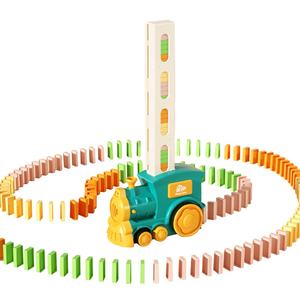 Blocs de réglage automatique de Train <span class=keywords><strong>domino</strong></span> personnalisés best-seller Train jouet lumières de musique électrique Blocs de construction couleur <span class=keywords><strong>Domino</strong></span> classique - Product Image 1