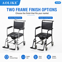 Chaise de toilette pliante en acier avec accoudoirs rabattables pour centre de réadaptation et soins à domicile, certifiée CE