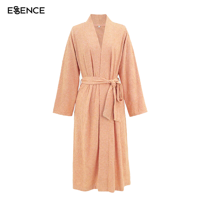 Casual Long Sleeve Bamboo Viscose Jacquard Robes Women Cotton Fancy Bath Robes Lounge Women Robes Femme