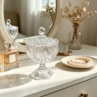 Pote de Vidro para Doces com Logotipo Personalizado, com Tampa, Base e Relevo, Taça de Cristal para Doces, Açucareiro para Casamento, Festa e Decoração de Casa