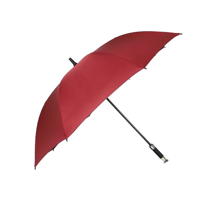 Lüks tasarım otomatik açık güçlü rüzgar direnci Golf şemsiyesi 8 kemikler siyah kaplamalı UV ekran düz şemsiye