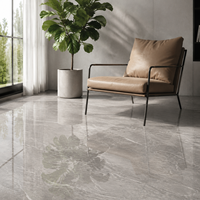 Carrelage en porcelaine aspect marbre gris 800x800mm (32x32 pouces) poli brillant émaillé pour sols et murs, idéal pour la décoration de villas modernes et luxueuses