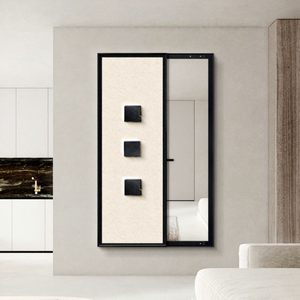 <span class=keywords><strong>Specchio</strong></span> <span class=keywords><strong>a</strong></span> Figura Intera Scorrevole Nascosto, Decorazione Murale <span class=keywords><strong>per</strong></span> <span class=keywords><strong>Ingresso</strong></span> 2025, Stile Instagram con Intaglio 3D in Legno Naturale - Product Image 4