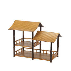 Bamboo Woven Cup Rack Rectangle Freestanding <b>Desk</b> Tea Set Organizer Storage Display Shelf Tableware Holder Chinese Style - Product Image 5