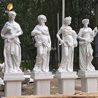 Sculpture de marbre grandeur nature de 4 déesses sculptées à la main par Mily, statues des quatre saisons à vendre