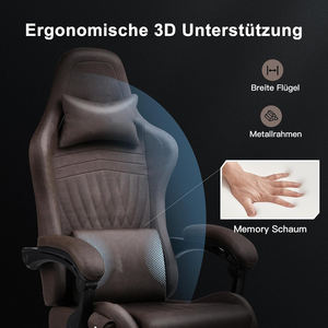 Chaise de jeu pivotante musicale la plus vendue <span class=keywords><strong>avec</strong></span> dossier inclinable en cuir marron clair, chaise de bureau fonctionnelle pour gamer <span class=keywords><strong>avec</strong></span> repose-pieds - Product Image 3