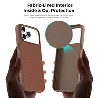 Étui de protection magnétique en tissu tressé pour iPhone 17 Pro Max, avec bouton IA et fonction anti-traces de doigts