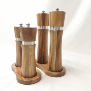 Estoque 6 inch Madeira Sal e Pimenta <span class=keywords><strong>Mill</strong></span> Set Acácia De Madeira Sal e Pimenta Grinder set
