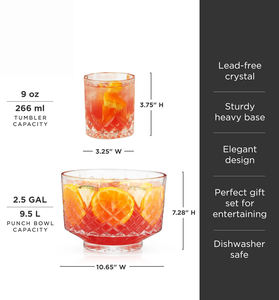 Bol <span class=keywords><strong>à</strong></span> <span class=keywords><strong>punch</strong></span> <span class=keywords><strong>jetable</strong></span> en cristal unique avec motif diamant, style minimaliste, écologique pour les fêtes - Product Image 2